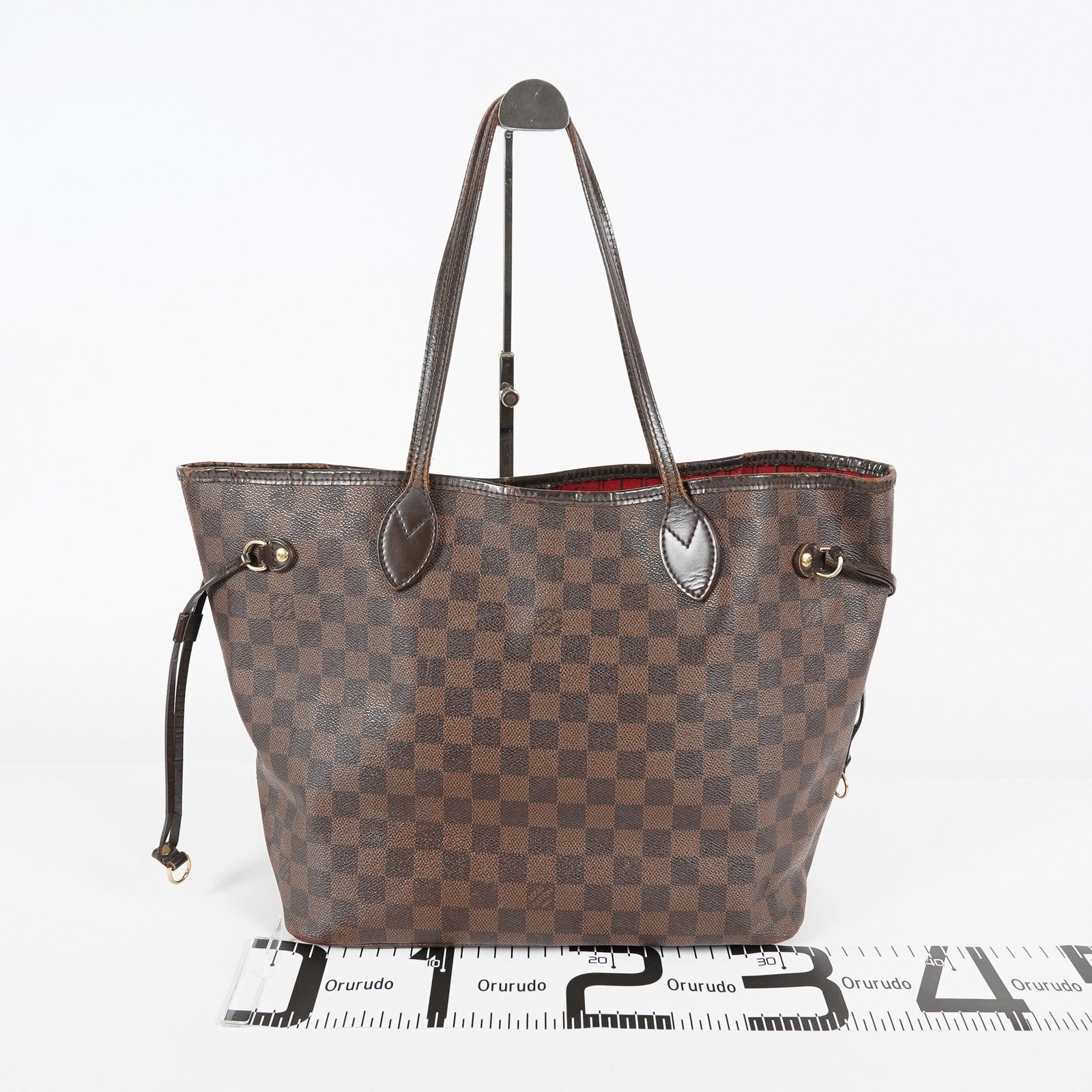 Louis Vuitton N51105 Damier Ebene Neverfull MM Tote Bag Brown Used 07E064730027