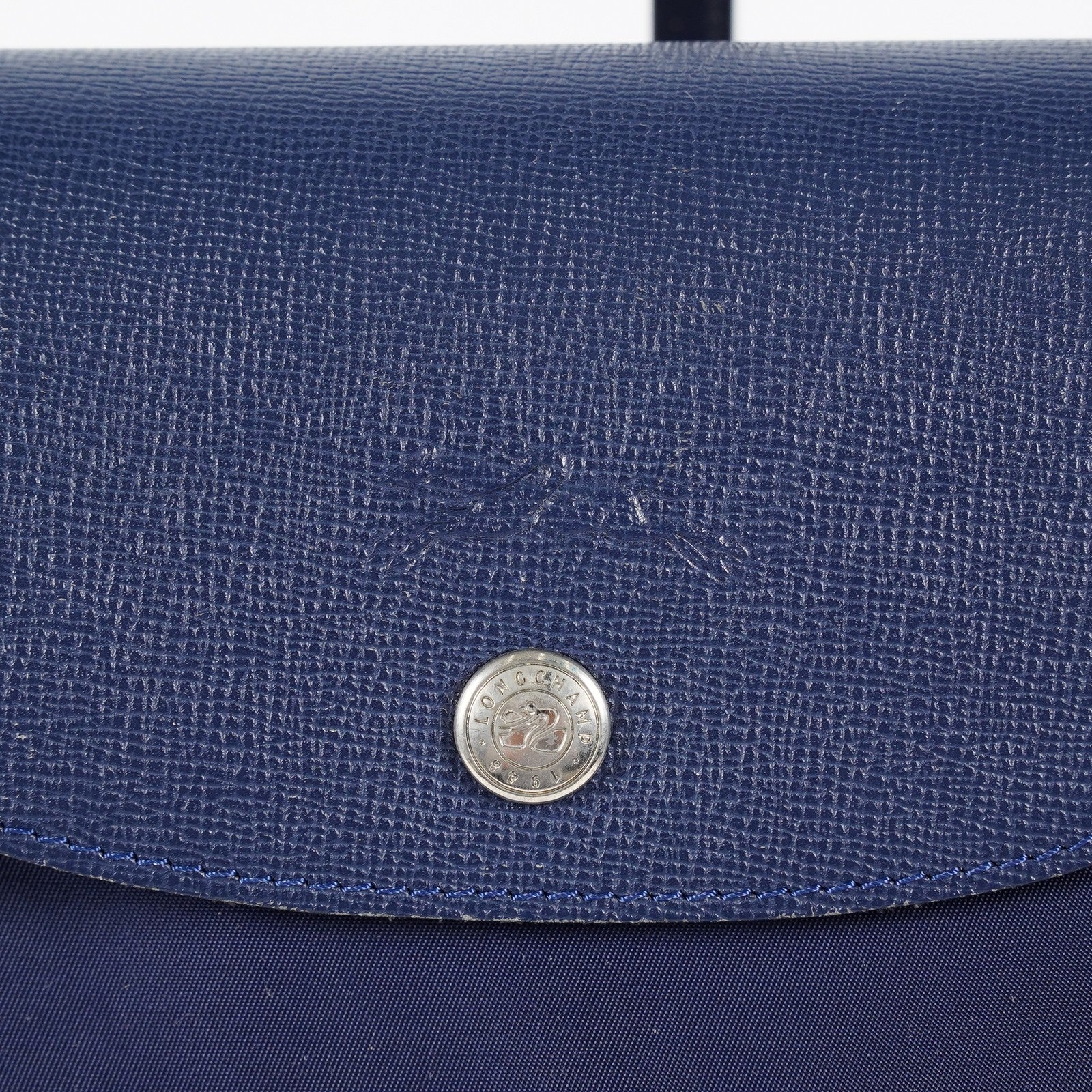 Longchamp Le Pliage Navy Nylon Long Handle Tote Shoulder Bag Used 08A06660003
