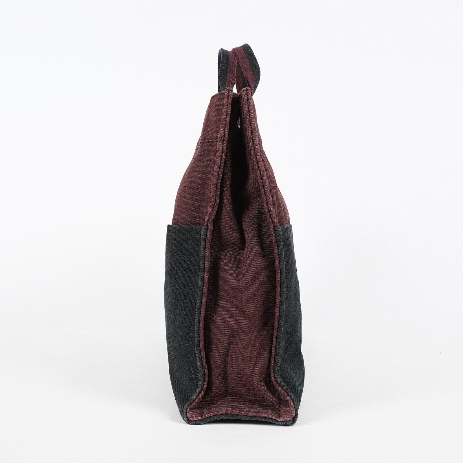 Hermes Fourre-Tout GM Bordeaux Black Canvas Tote Bag Handbag Used 08E06825008