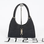 Gucci Jackie Vintage Handbag Shoulder Bag 30cm Black Canvas Leather 07E153190009