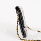 Chanel Coco Mark Shoulder Chain Wallet Black Women's Enamel vintage 05E294730016
