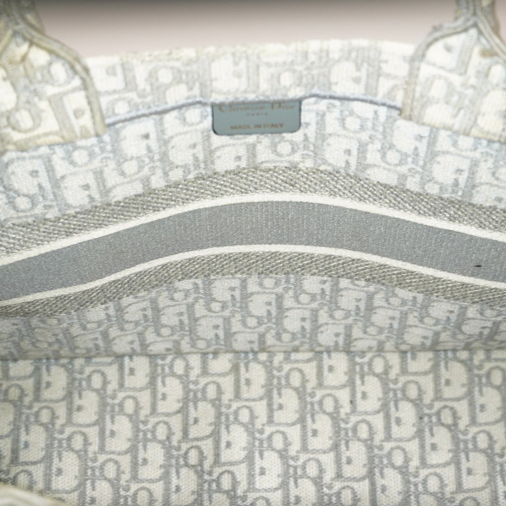 Christian Dior Book Tote Toile de Jouy Beige Gray Canvas Bag 02E207260003