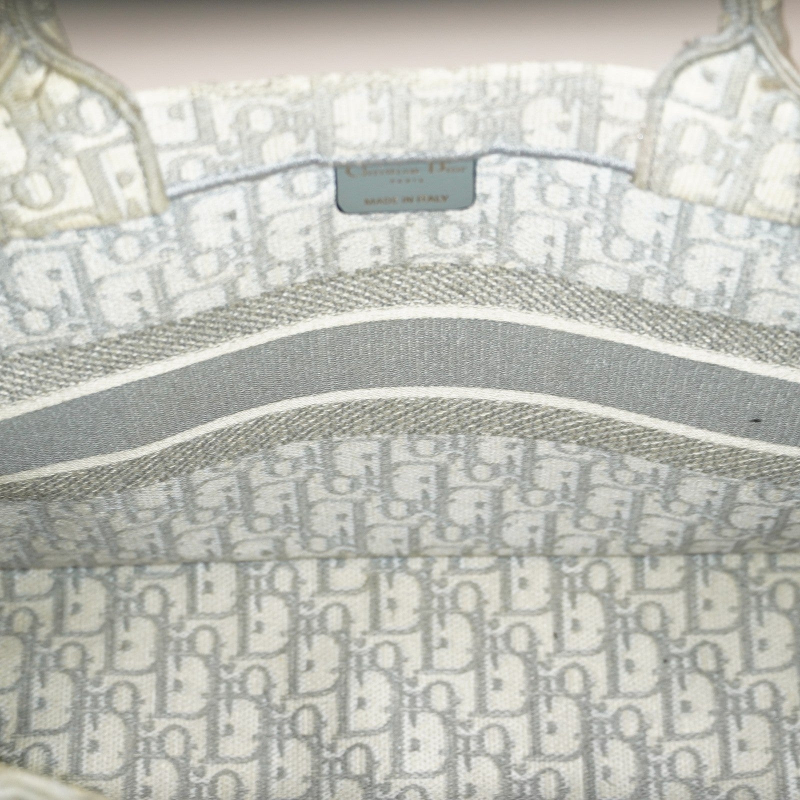 Christian Dior Book Tote Toile de Jouy Beige Gray Canvas Bag 02E207260003