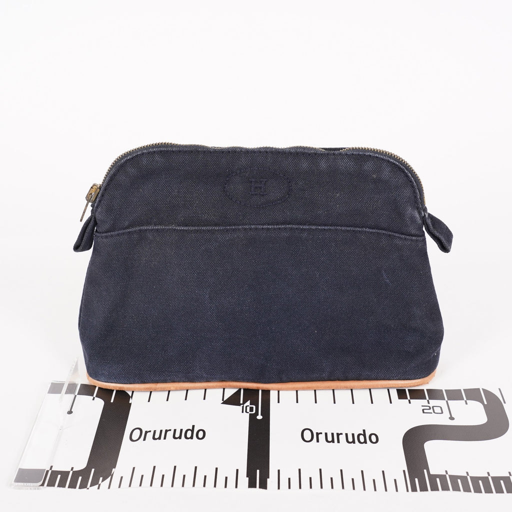 Authentic HERMES Bolide Pouch PM Canvas Black 06E01605027