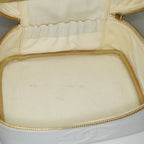 Chanel Caviar Skin White Vanity Case Cosmetic Pouch CC Logo Used 06E105830030