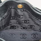 Chanel Wild Stitch Tote Bag Black Calfskin Leather CC Logo Used 07E077260010