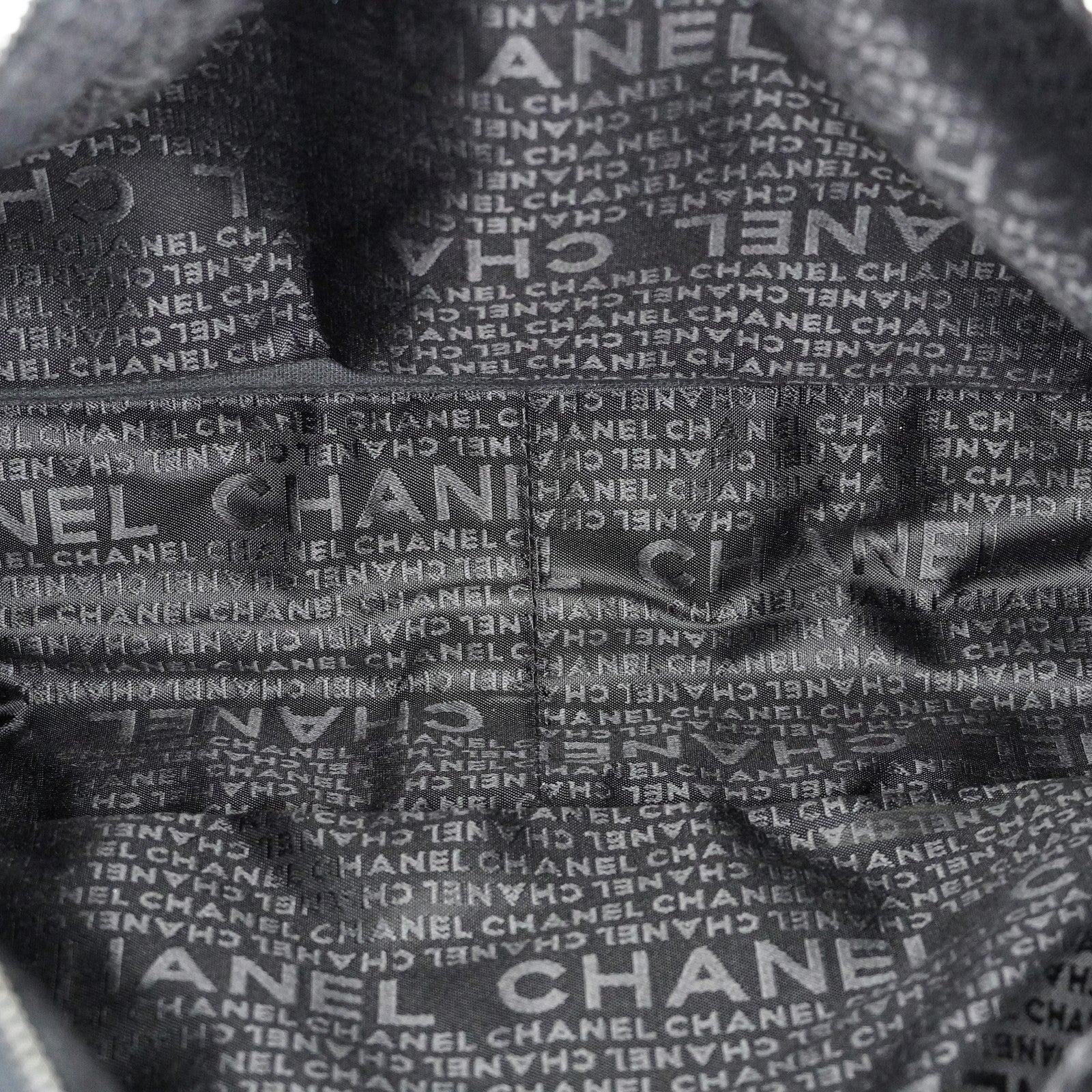CHANEL Chocolate Bar Nylon Mini Boston Handbag Black Silver HW Used 07E314180008