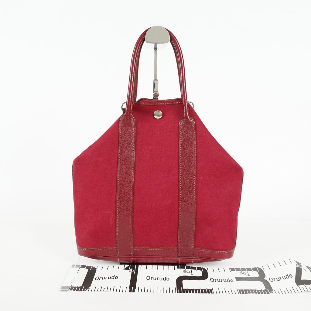 Hermes Garden File PM Red Leather Tote Shoulder Bag Used Auth 09E043410011