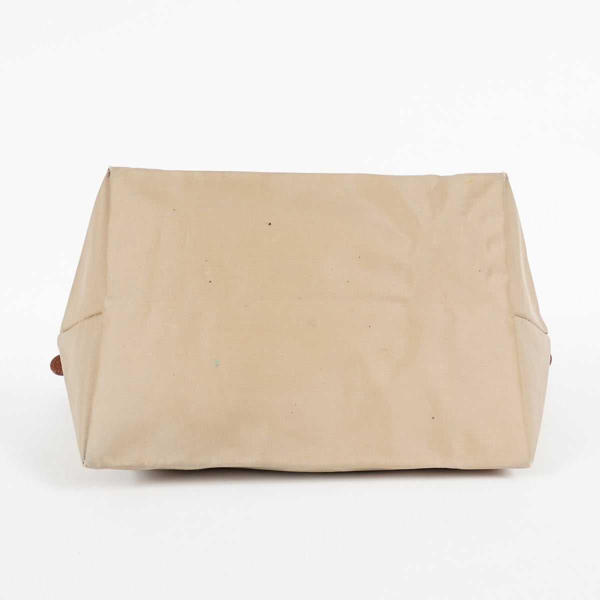 Longchamp Le Pliage Handbag Beige Nylon Leather Trim Tote Bag Used 08M42396617