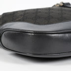 Gucci GG Canvas Shoulder Bag 30cm Black Leather Trim Vintage Used 07E263740009