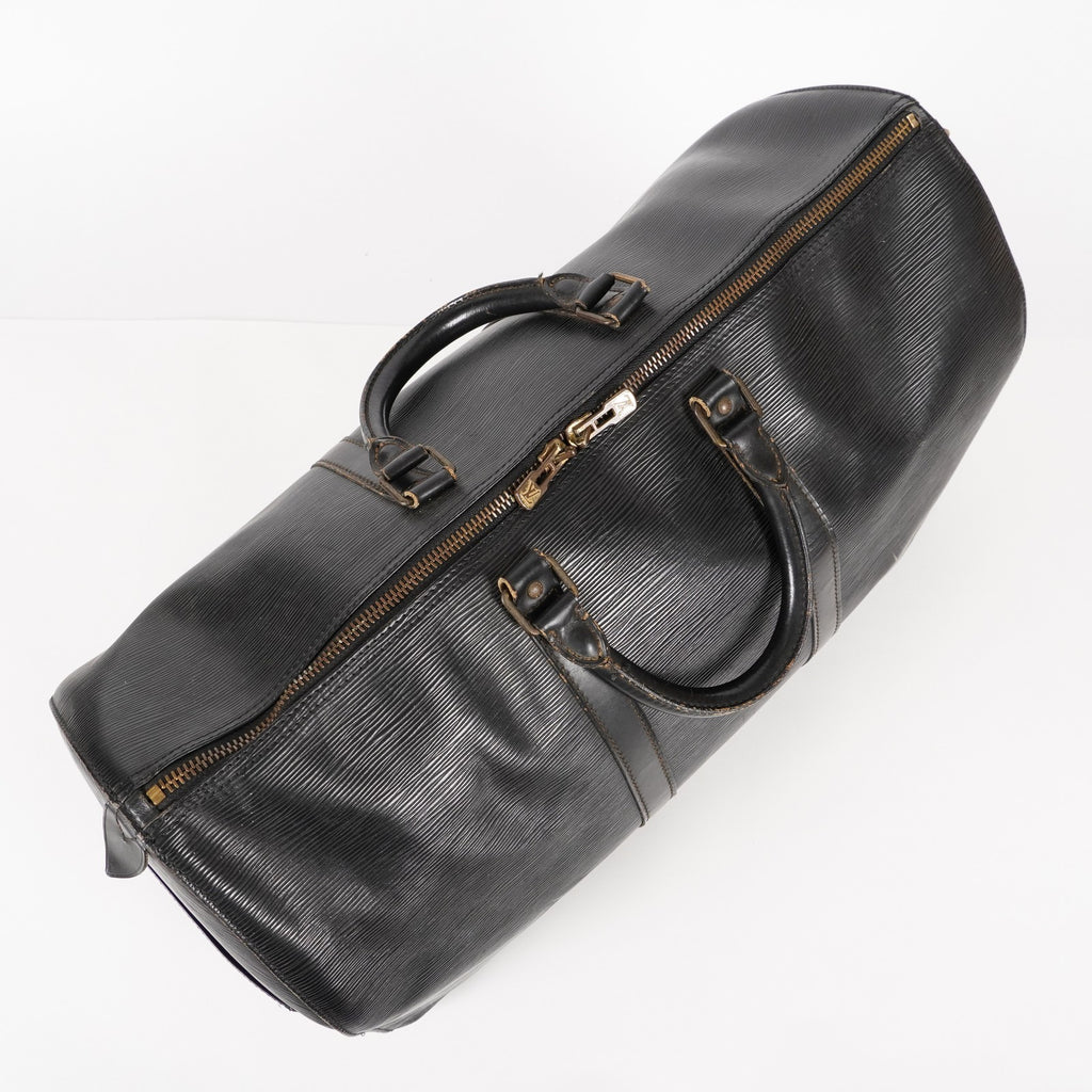 LOUIS VUITTON Epi Keepall 50 Boston Bag Black M42962 LV Auth 05E173960016