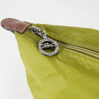 LONGCHAMP Le Pliage Handbag Green Nylon Leather Tote Bag Medium Used 08M30396617