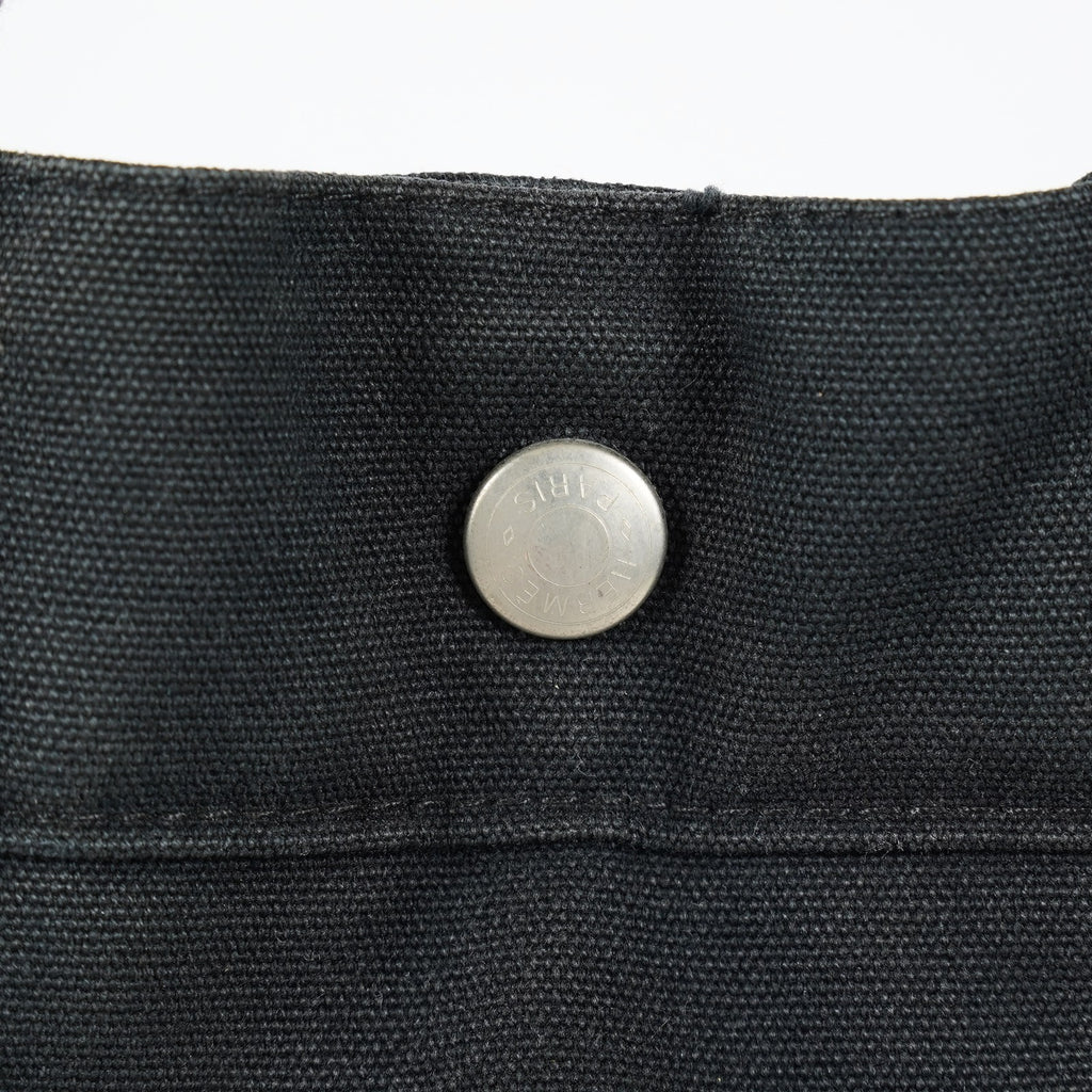 Hermes Fourre-Tout MM Black Canvas Used Tote Shoulder Bag 09M42736508
