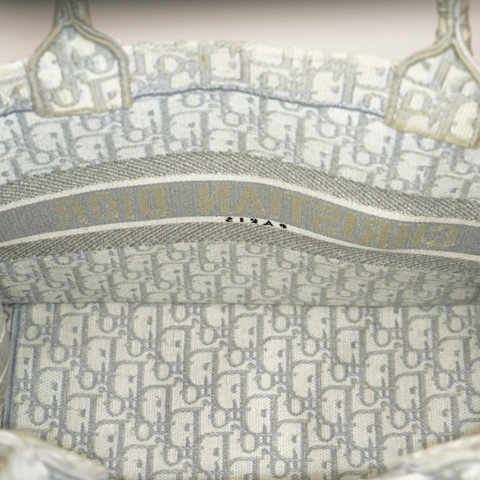 Christian Dior Book Tote Toile de Jouy Beige Gray Canvas Bag 02E207260003