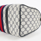 Gucci Sherry Line GG Supreme Boston Bag Navy Canvas Hand Bag Used 07E182860015