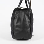 CHANEL Chocolate Bar Nylon Mini Boston Handbag Black Silver HW Used 07E314180008