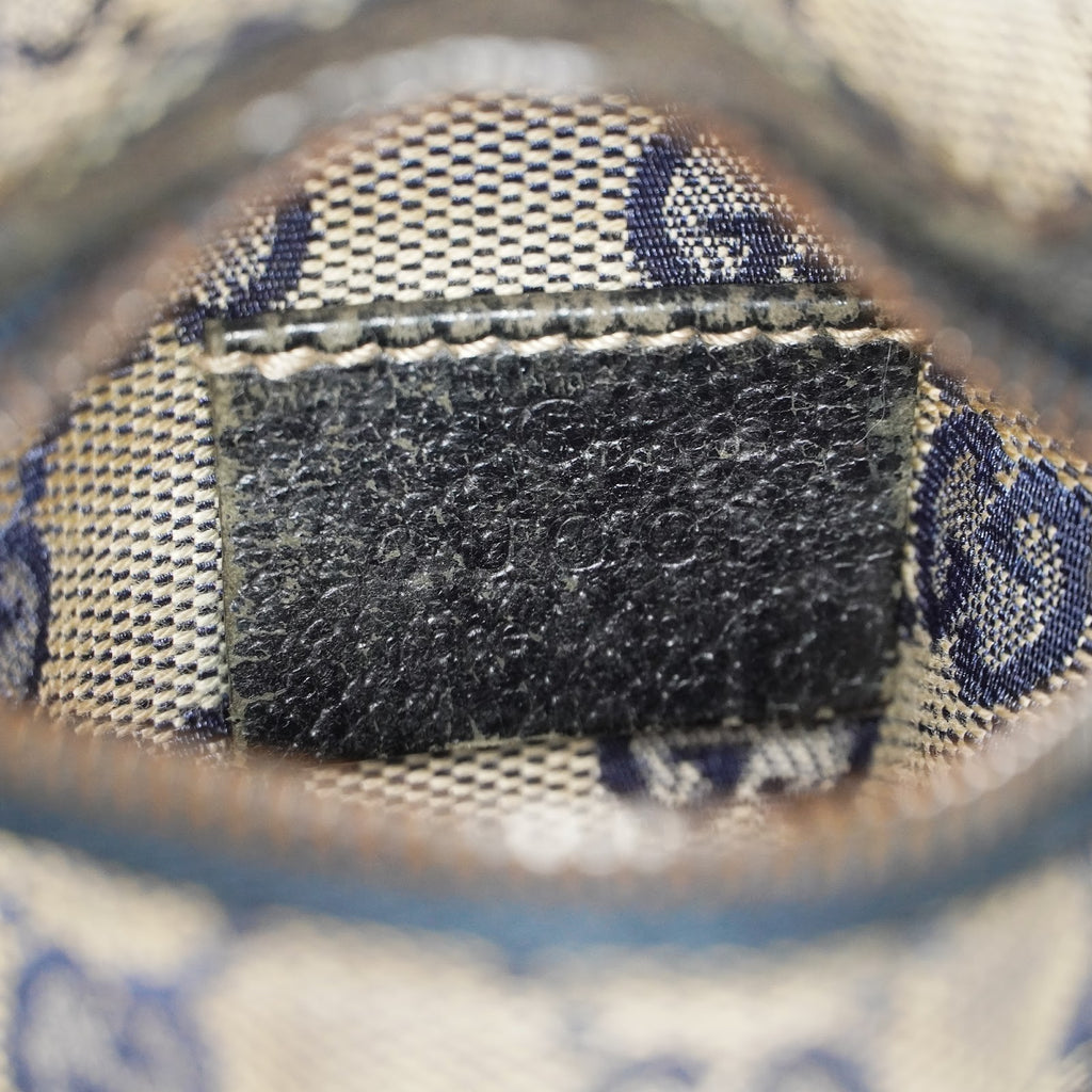GUCCI GG Canvas Waist Belt Bag Beige Navy Sherry Web Vintage Used 08E162530010