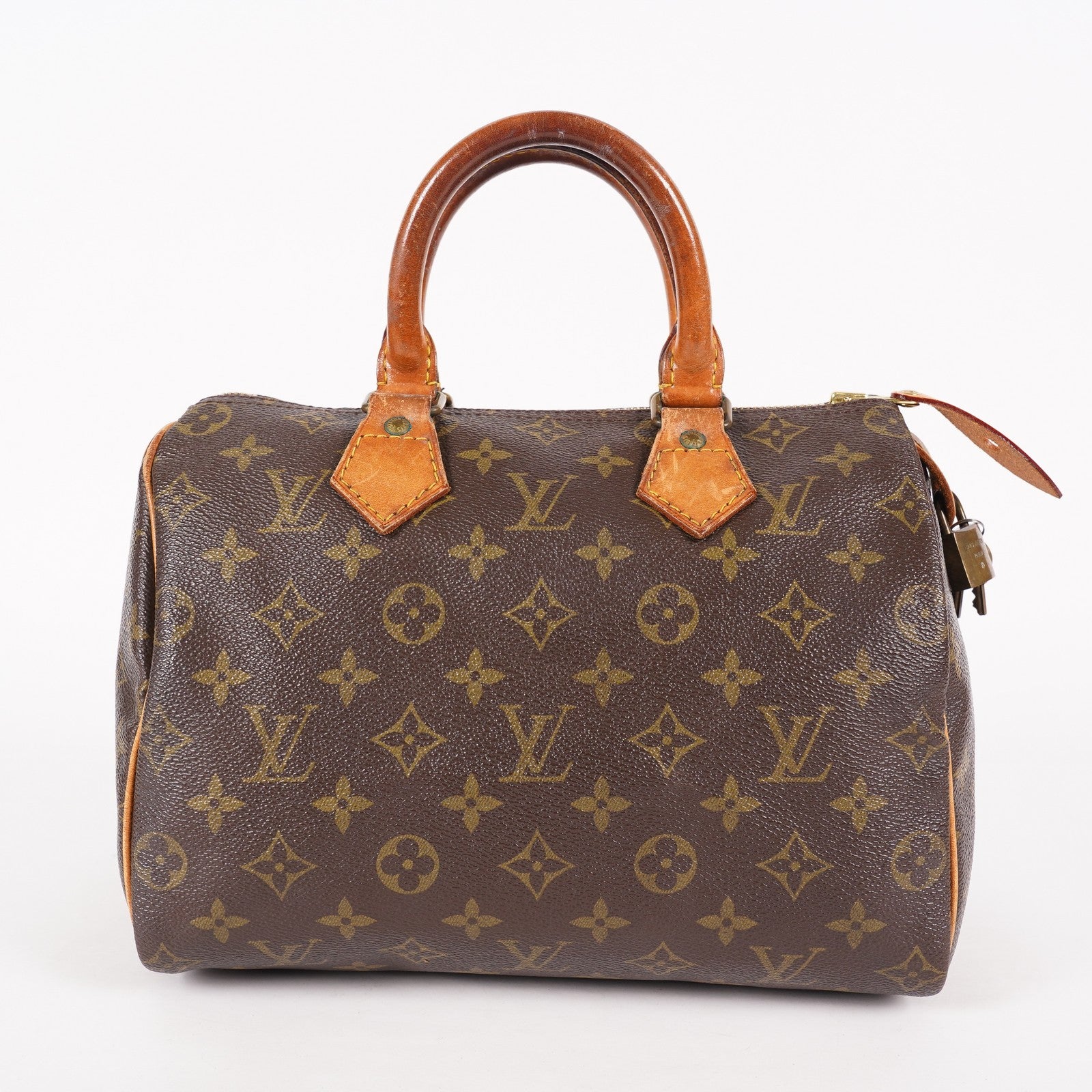 Louis Vuitton Speedy 25 M41528 Monogram Canvas Boston Handbag Brown 07E057150004