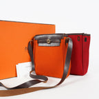 Hermes Herbag TPM Toile Canvas Leather Orange 2way Handbag Bag 07E275500012
