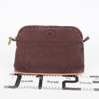 Hermes Bolide Pouch 25 MM Brown Cotton Canvas Cosmetic Pouch Used 07E25781009