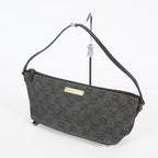Gucci GG Canvas Boat Pochette Accessory Pouch Bag Gray Black Used 08E012530012