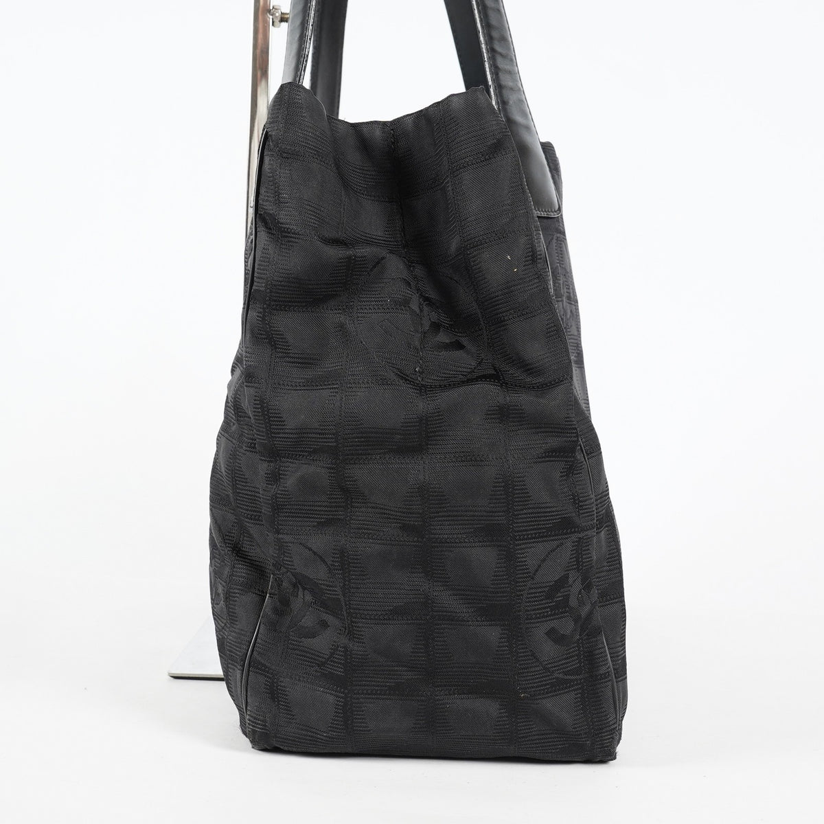 Chanel Travel Line Tote Bag Black Nylon Leather Used Handbag 09M321359608