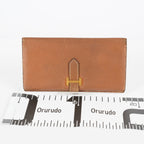 Hermes Bearn Soufflet Long Wallet Brown Leather Gold Hardware Used 08E022090008