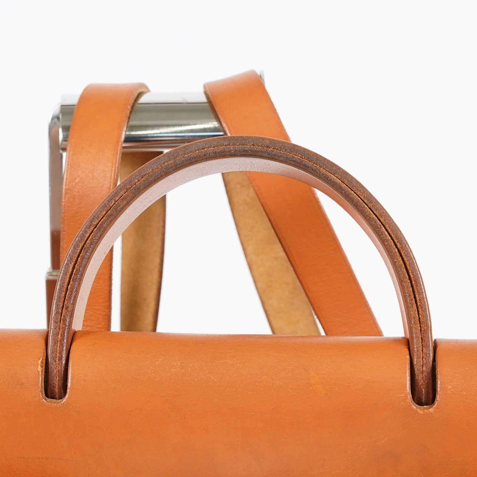 Hermes Herbag Ado PM Backpack Beige Canvas Leather 2way Bag Used 07E404730012