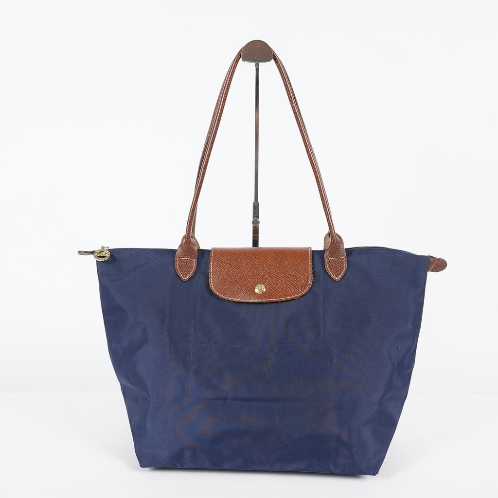 Longchamp Le Pliage Long Handle Tote Bag 33cm Navy Nylon Women Used 08E12825007