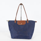 Longchamp Le Pliage Long Handle Tote Bag 33cm Navy Nylon Women Used 08E12825007
