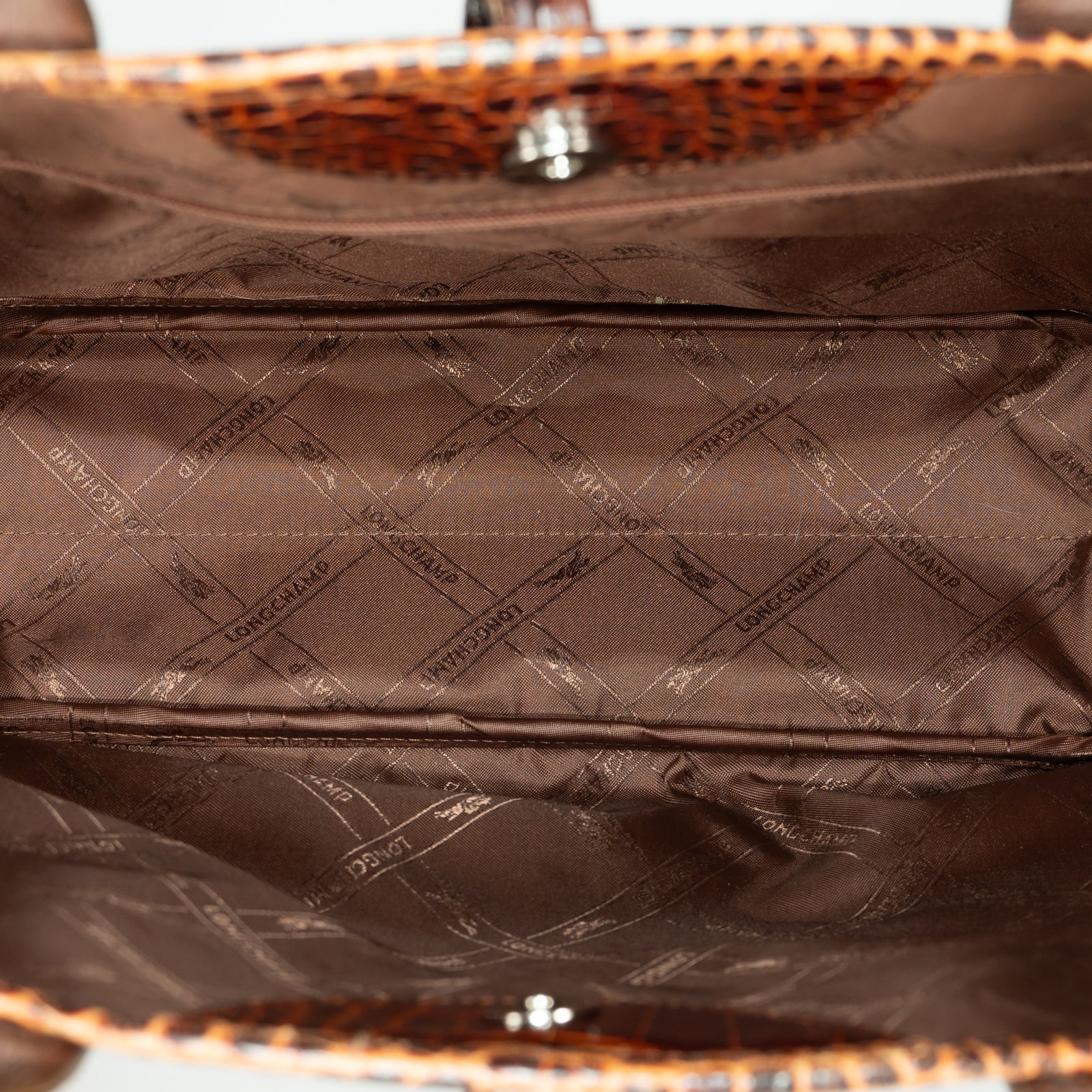 Longchamp leather Tote Bag Brown Shiny finish Medium Elegant 25306352632