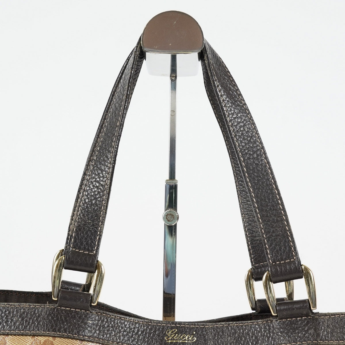 Gucci Abbey Tote Bag Beige GG Canvas Leather Shoulder Bag Vintage 09M032266016