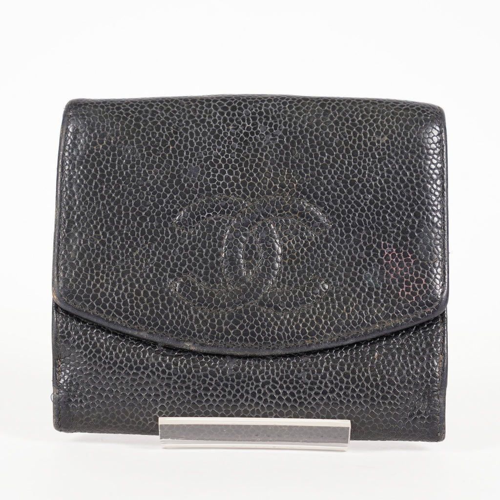 Chanel Caviar Skin Black  Trifold Wallet Compact 06E46825025