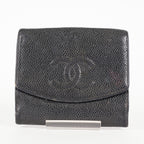 Chanel Caviar Skin Black  Trifold Wallet Compact 06E46825025