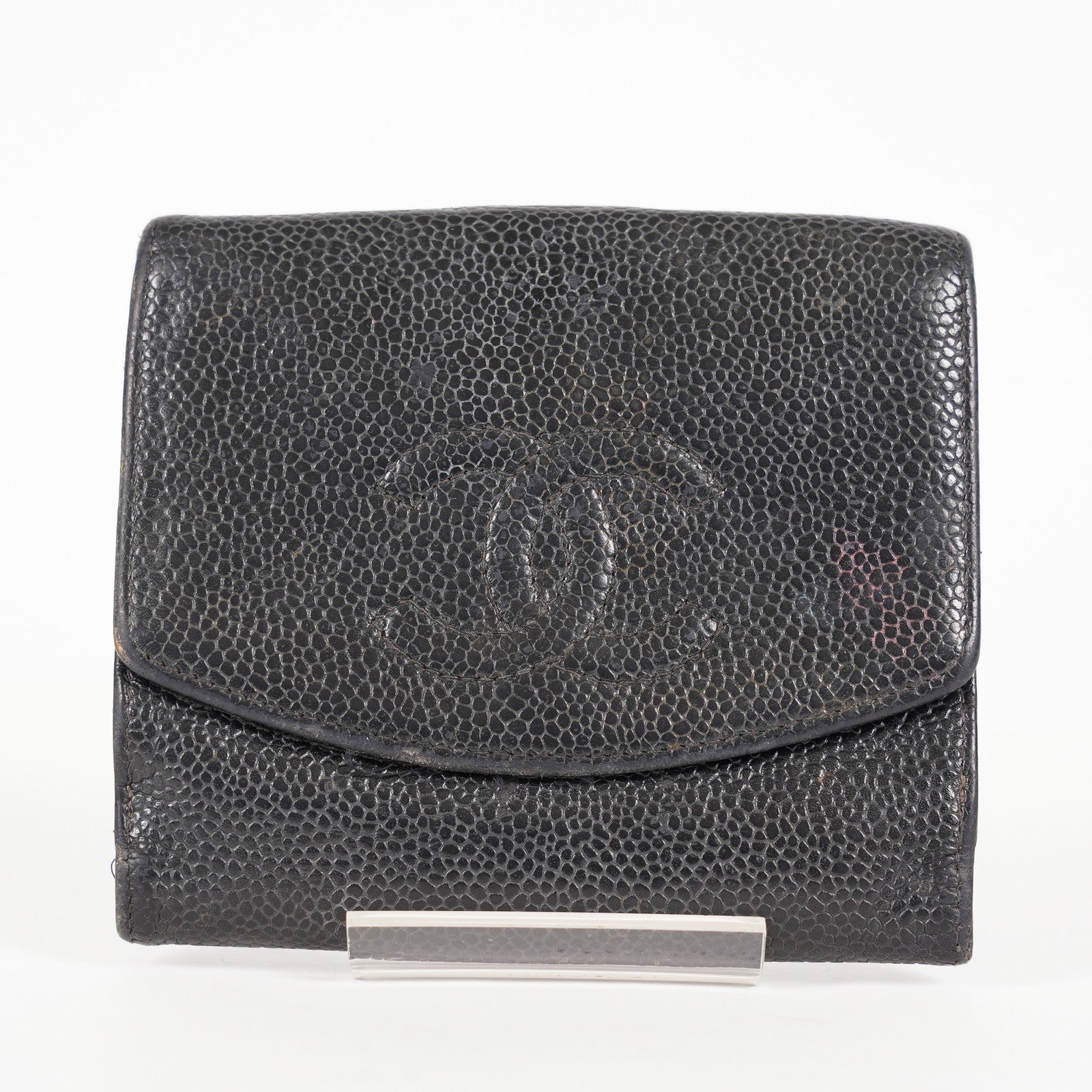 Chanel Caviar Skin Black  Trifold Wallet Compact 06E46825025
