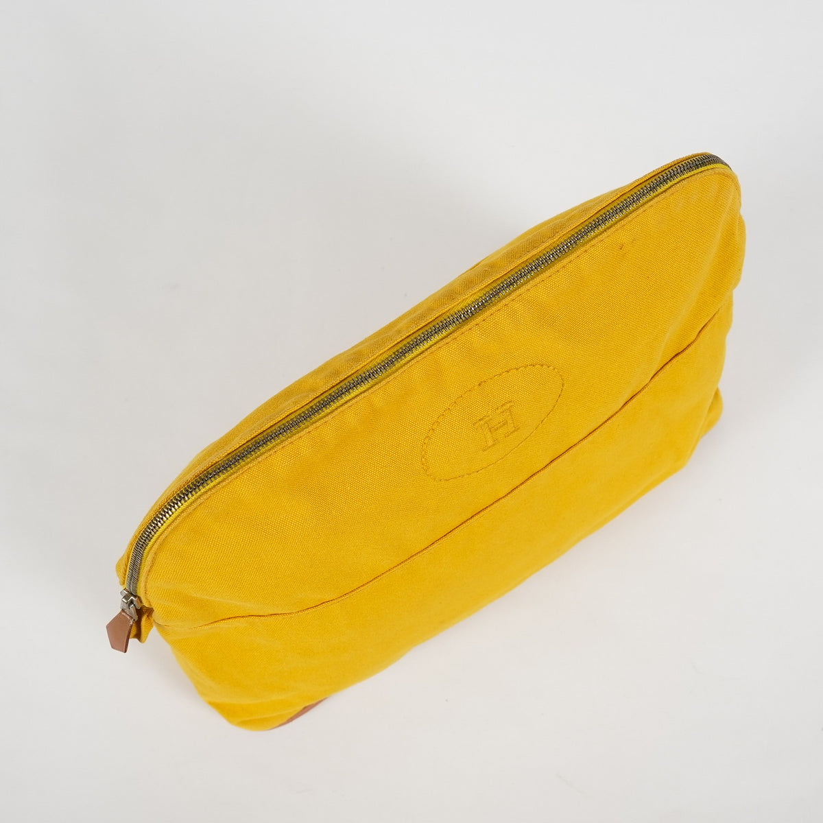 Hermes Bolide Pouch 27 Yellow Canvas Case Accessory Pouch Used 08E08715024