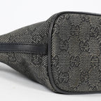 Gucci GG Canvas Boat Pochette Accessory Pouch Bag Gray Black Used 08E012530012