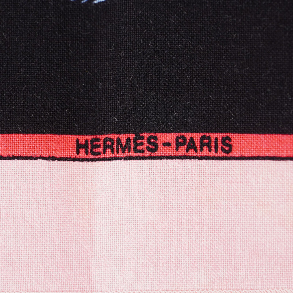 Hermes Carre 45 100% Cotton Napkin, Black with Blue, 03E13825017