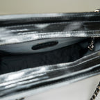 CHANEL CC Logo Chain Shoulder Tote Bag Patent Leather Vintage Black 03E255170011