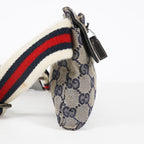 GUCCI GG Canvas Waist Belt Bag Beige Navy Sherry Web Vintage Used 08E162530010