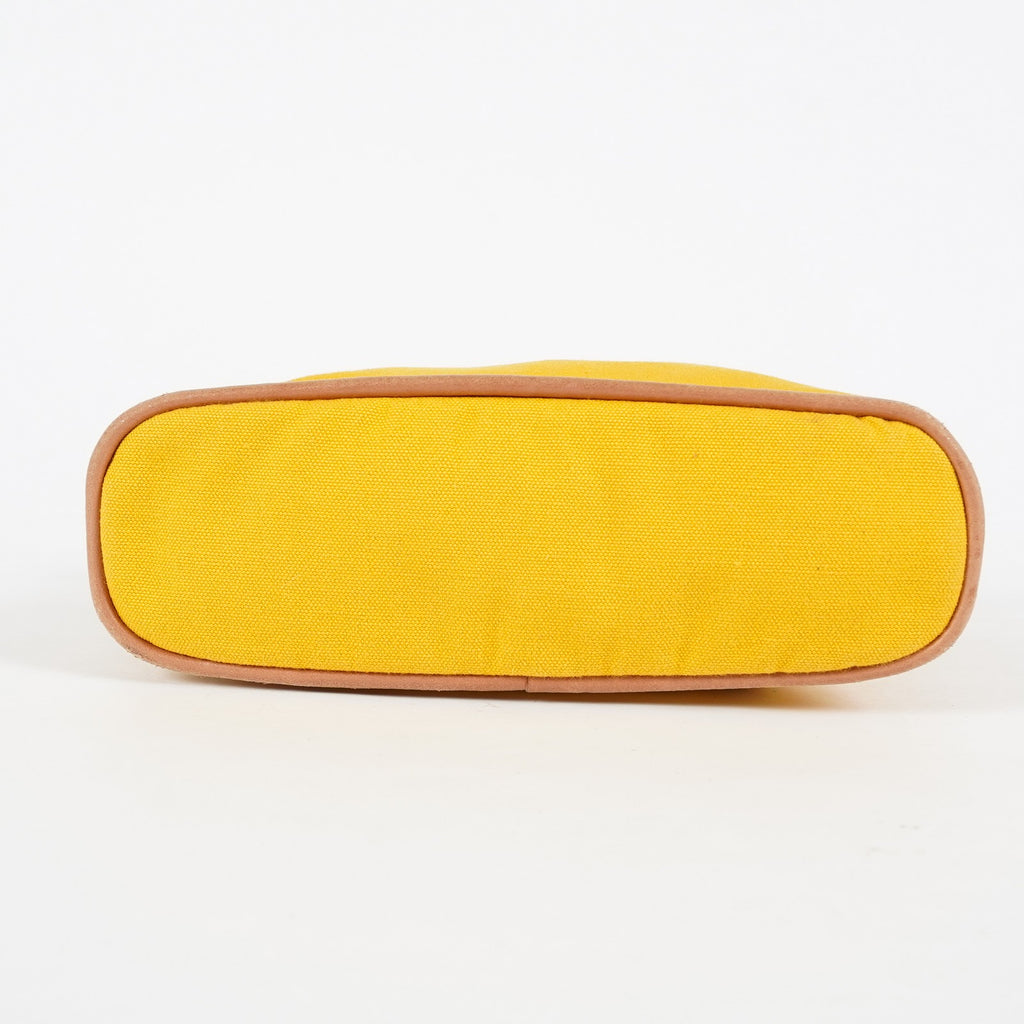 Hermes Bolide Pouch 23 Yellow Canvas Leather Trim Zip Pouch Bag Used 08E33825007