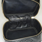 CHANEL Vintage CC Logo Vanity Bag Black Patent Leather Handbag Used 08M203285717
