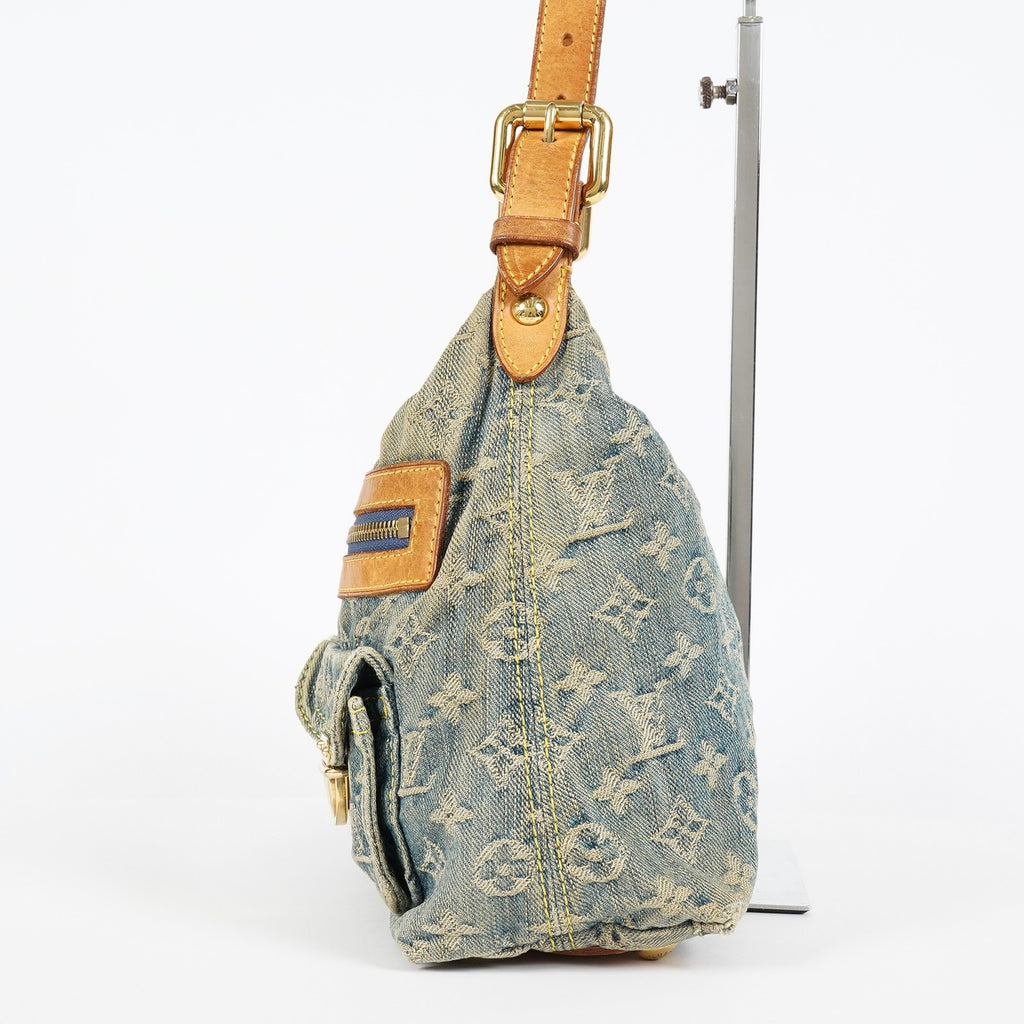 Louis Vuitton M95049 Monogram Denim Baggy Shoulder Bag Blue Used 07E019570019