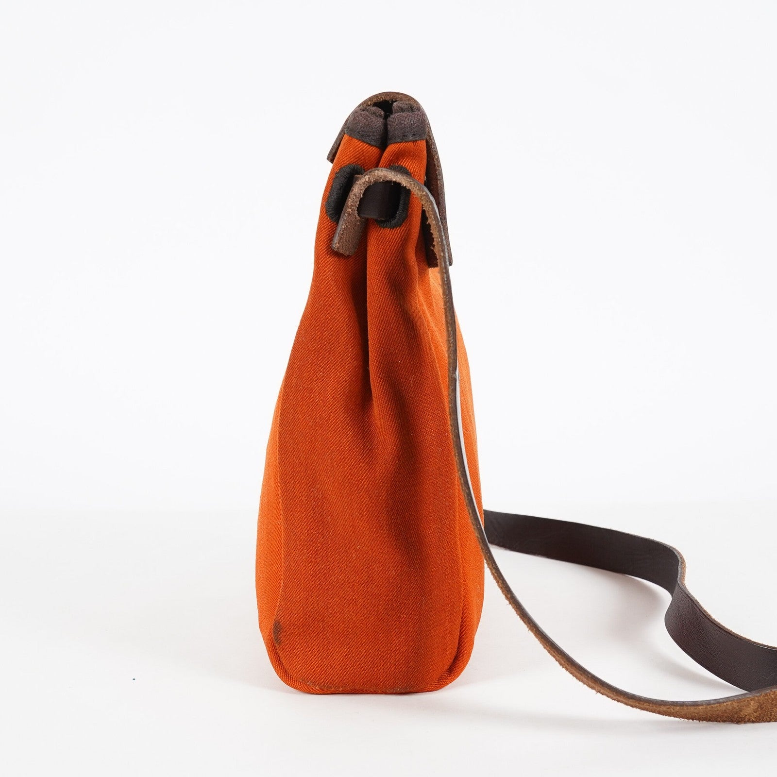 Hermes Herbag TPM Toile Canvas Leather Orange 2way Handbag Bag 07E275500012
