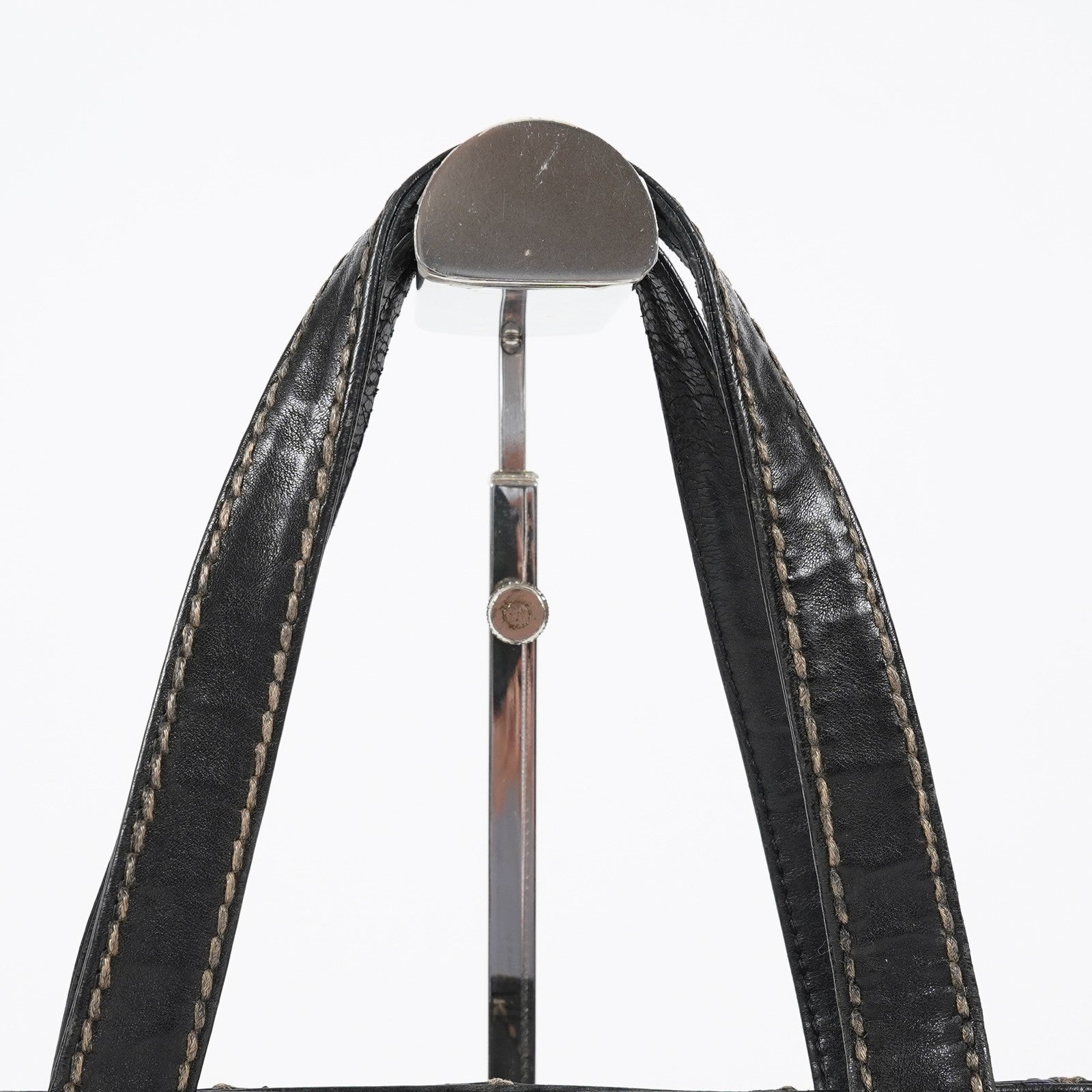 Chanel Wild Stitch Tote Bag Black Calfskin Leather CC Logo Used 07E077260010