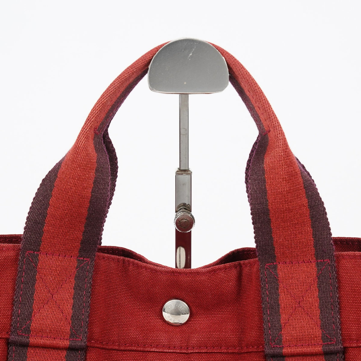 Hermes Fourre Tout GM Tote Bag Brick Red Canvas Used Vintage Women 07E16715009
