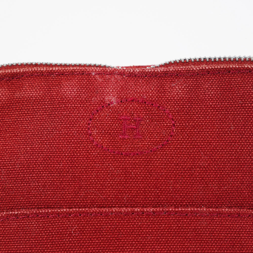 Hermes Bolide Pouch 18 Mini Brick Red Cotton Canvas Vintage Used 07E22715009