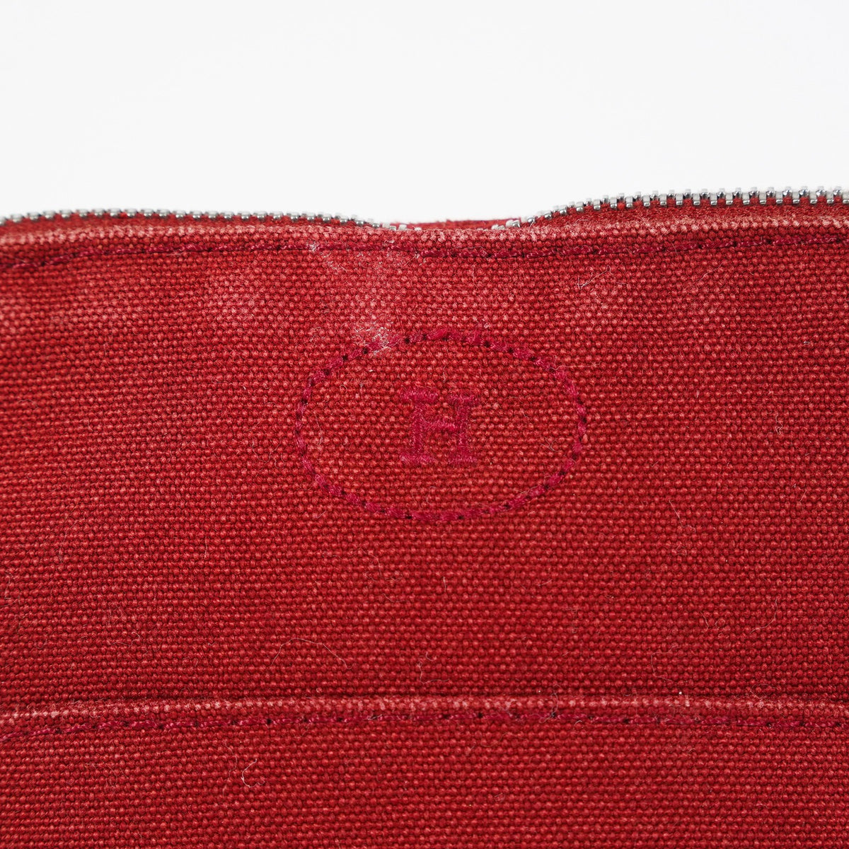 Hermes Bolide Pouch 18 Mini Brick Red Cotton Canvas Vintage Used 07E22715009