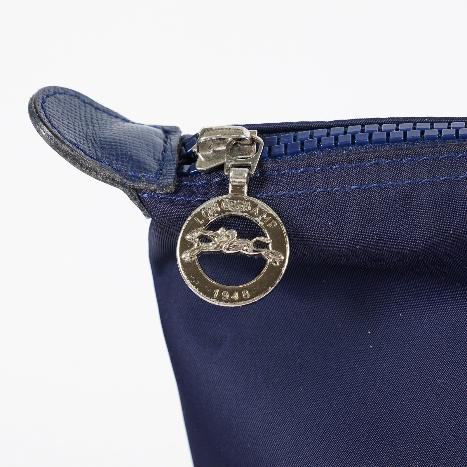 Longchamp Le Pliage Navy Nylon Long Handle Tote Shoulder Bag Used 08A06660003