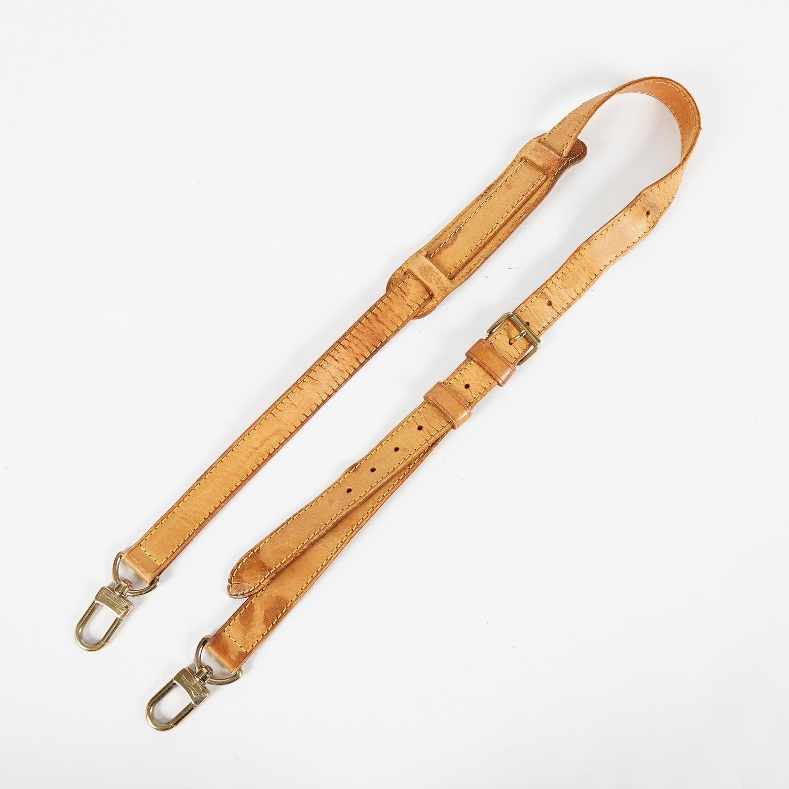 Auth Louis Vuitton Vachetta Leather Shoulder Strap Adjustable Tan Vintage XY266